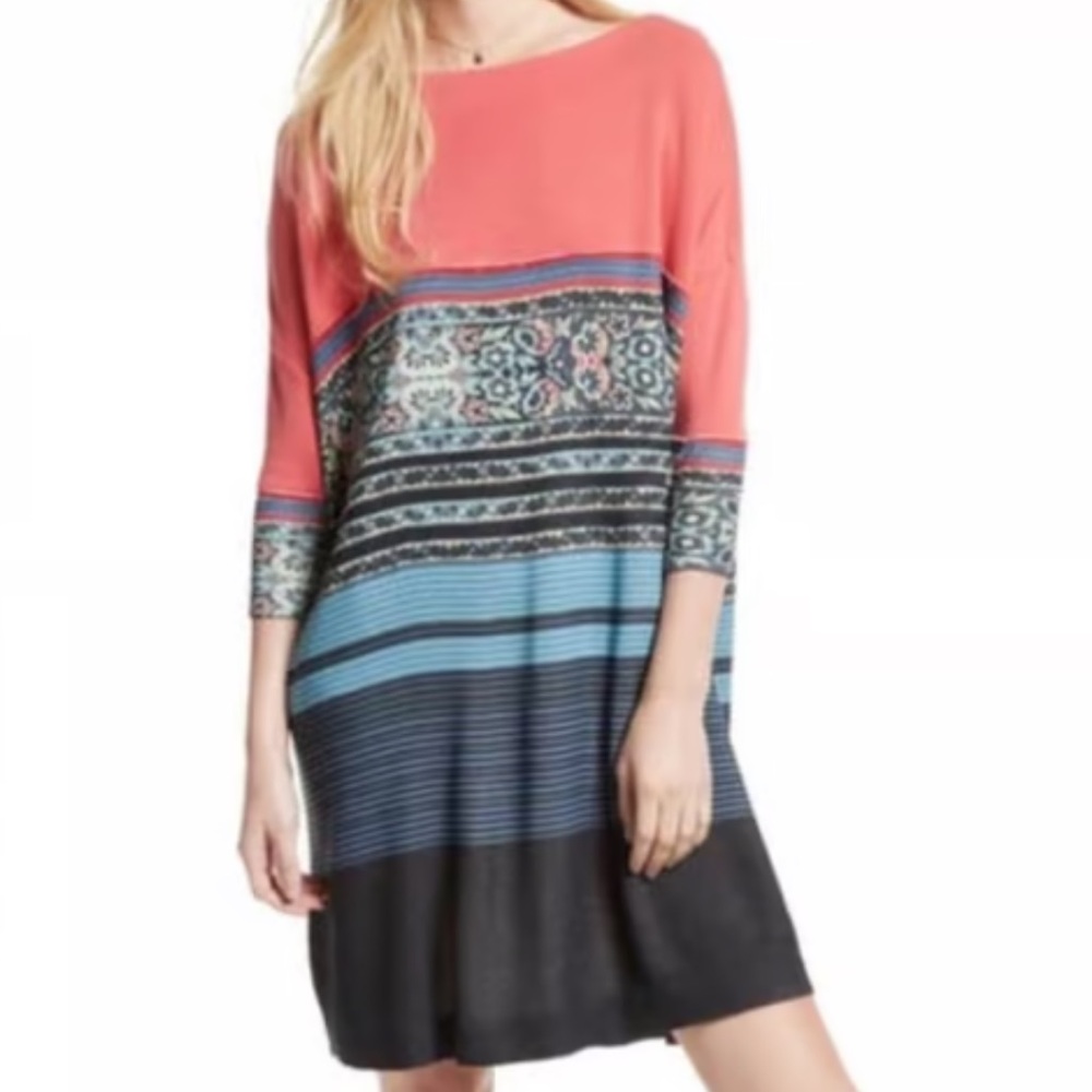 Free People Steppin Out Printed Shift Dress